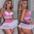 Women's Sexy Lingerie Pajamas-Dress Babydoll Thong Lace Bra Set